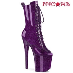 PLEASER FLAMINGO-1041GP, Glitter Peep Toe Lace-up Ankle Boots -PL Boots Shop flamingo 1041gp ppg 47454.1710092367