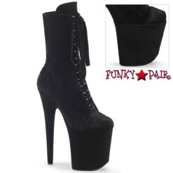 FLAMINGO-1045VEL, 8" Velvet Ankle Boots By Pleaser -PL Boots Shop flamingo 1045vel b 19092.1711354283