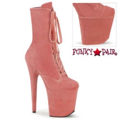 FLAMINGO-1045VEL, 8" Velvet Ankle Boots By Pleaser -PL Boots Shop flamingo 1045vel dtpn 61576.1691227215