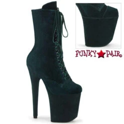 FLAMINGO-1045VEL, 8" Velvet Ankle Boots By Pleaser -PL Boots Shop flamingo 1045vel emgn 47832.1711354283