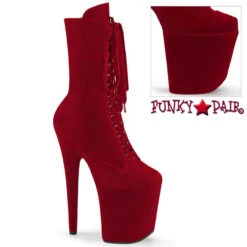 FLAMINGO-1045VEL, 8" Velvet Ankle Boots By Pleaser -PL Boots Shop flamingo 1045vel r 23813.1711354283