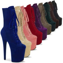 FLAMINGO-1045VEL, 8" Velvet Ankle Boots By Pleaser