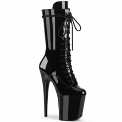 Pleaser | Flamingo-1050, 8" Lace-up Mid Calf Boots -PL Boots Shop flamingo 1050 b 77241.1609371463
