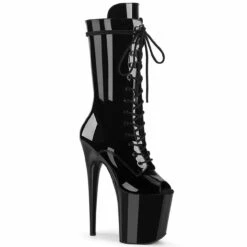 Pleaser | Flamingo-1051, 8" Peep Toe Mid Calf Lace-up Boots -PL Boots Shop flamingo 1051 b 09512.1630610083