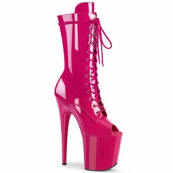 Pleaser | Flamingo-1051, 8" Peep Toe Mid Calf Lace-up Boots -PL Boots Shop flamingo 1051 hp 78408.1630610083