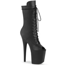 Pleaser | Flamingo-1051WR, Peep Toe Lace-up Mid Calf Boots