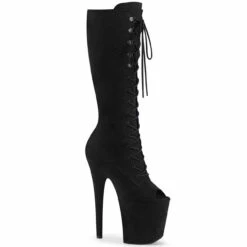 Pleaser | Flamingo-2051FS, 8" Suede Lace-up Knee High Boots