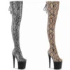 PLEASER FLAMINGO-3008SP-BT, 8" Stiletto Platform Stretch Snake Print Thigh High Boots -PL Boots Shop flamingo 3008sp bt 82092.1703745772
