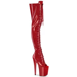 PLEASER ADORE-3021GP, 7" Lace-Up Glitter Peep Toe Thigh High Boots -PL Boots Shop flamingo 3021gp rg 16975.1713547123