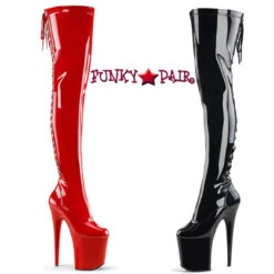 Pleaser | Flamingo-3063, 8 Inch Back Lace Thigh High Boots -PL Boots Shop flamingo 3063 FP 92956.1566276269