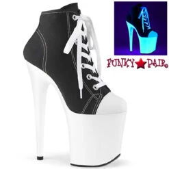 PLEASER Flamingo-800SK-02, 8" Heel Platform Canvas Sneaker Ankle Boots -PL Boots Shop flamingo 800sk 02 bcanw 46455.1595175522