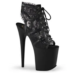 Pleaser | Flamingo-896LC, 8 Inch Heel Peep Toe Lace Ankle Boots