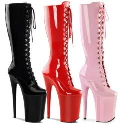 Pleaser | Infinity-2020, 9 Inch Extreme High Heel Lace Up Knee Boots
