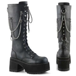 Demonia | Ranger-303 Women's Punk Rock Chains & Studded Boots