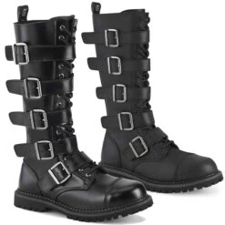 Demonia | RIOT-18, Men's Gothic Leather Boots With Buckles