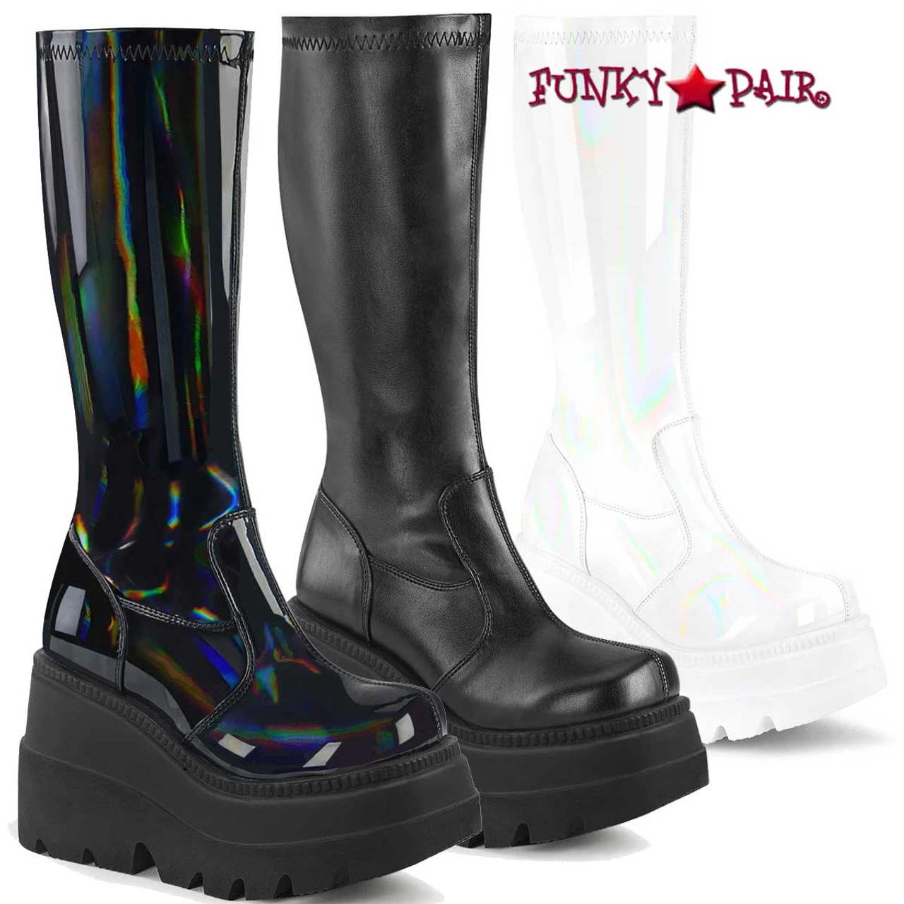 Demonia | Shaker-65, Wedge Knee High Boots 4 Demonia | Shaker-65, Wedge Knee High Boots - Image 2