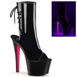 Pleaser | SKY-1018TT, BlackLight Stripper Heel Ankle Boots