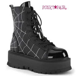 Demonia | SLACKER-88, Mid-Calf Boots With Spider Web Detail -PL Boots Shop slacker 88 bvlpt 98729.1649751319