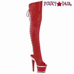 PLEASER SPECTATOR-3030, Thigh High Boots With Open Back And Peep Toe -PL Boots Shop spectator 3030 rpucr 01634.1703702350
