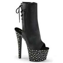 Pleaser | Stardance-1018-7, Open Toe Ankle Boots With Rhinestones Platform
