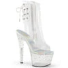 Pleaser | Stardance-1018C-7, Clear Ankle Boots With Rhinestones Platform