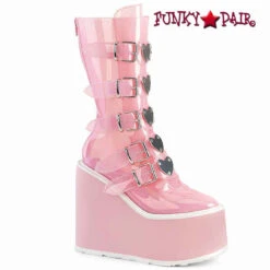 SWING-230C, Clear Mid-Calf Boots With Heart Shape Buckles -PL Boots Shop swing 230c bptpu 60247.1661576902