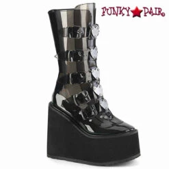 SWING-230C, Clear Mid-Calf Boots With Heart Shape Buckles -PL Boots Shop swing 230c smktpu 66060.1661576910