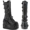 Demonia | SWING-327 Women's Punk Platform Wedge Knee High Boots With Spike Buckles -PL Boots Shop swing 327 41395.1615445947