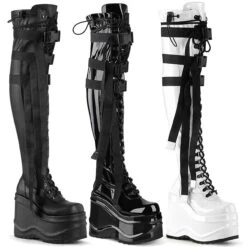Demonia | WAVE-315, 6 Inch Wedge Platform Boots